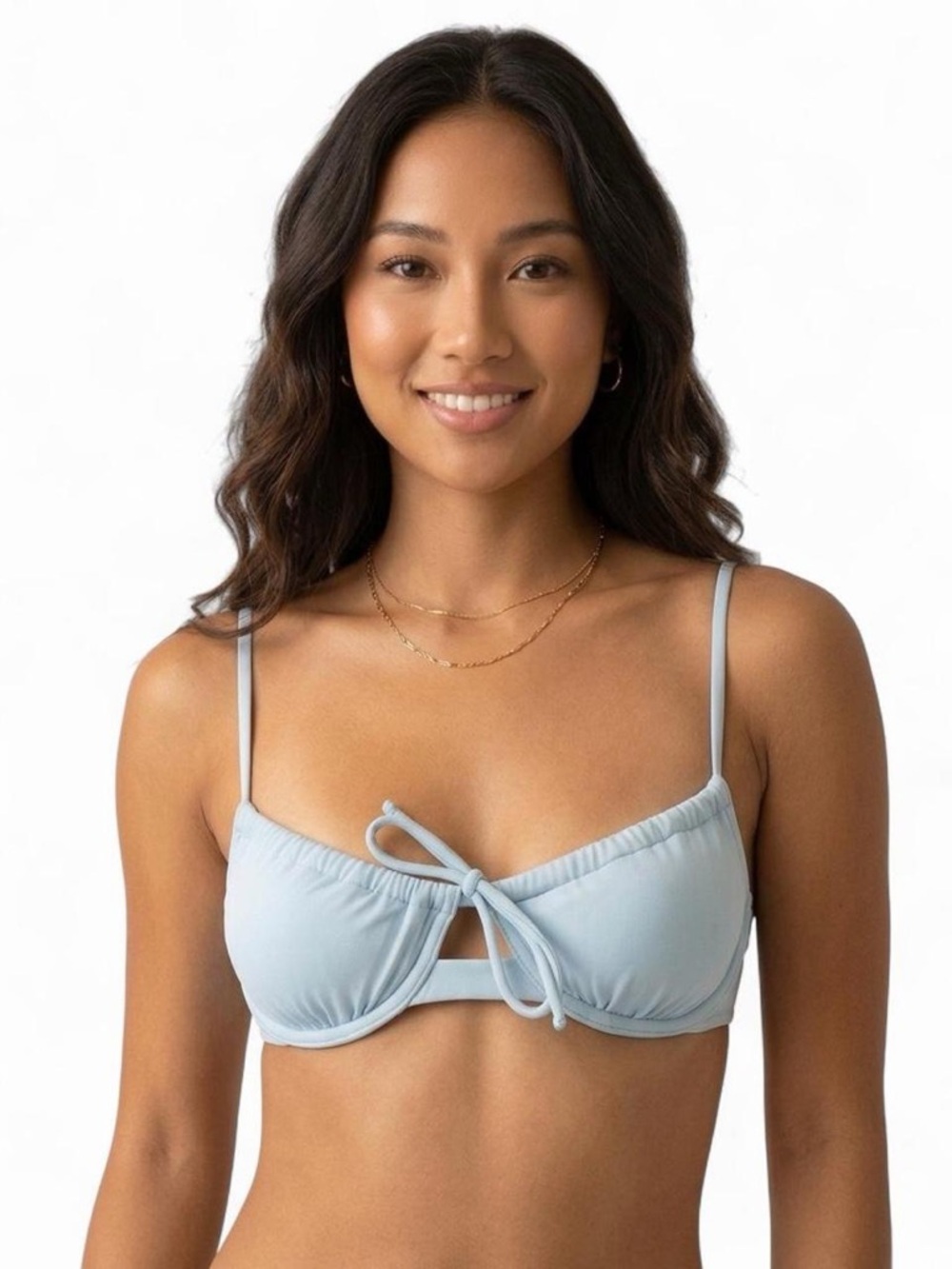 Xhilaration Light Blue Tie-Front Underwire Bikini Top